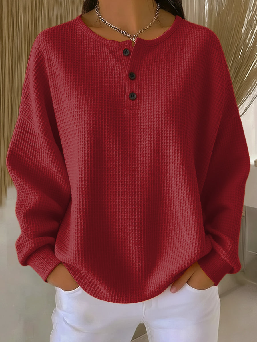 Annelie™ | Stilren Henley-blus med mjuk känsla
