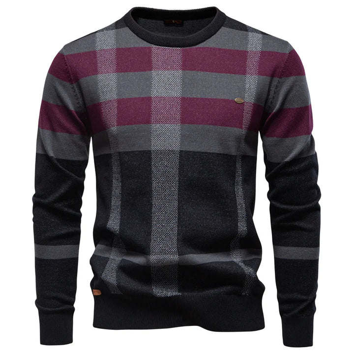 Rosenfeld | Stickad Herrpullover med Rutmönster