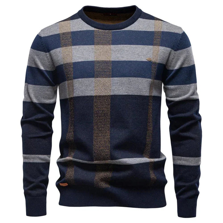 Rosenfeld | Stickad Herrpullover med Rutmönster