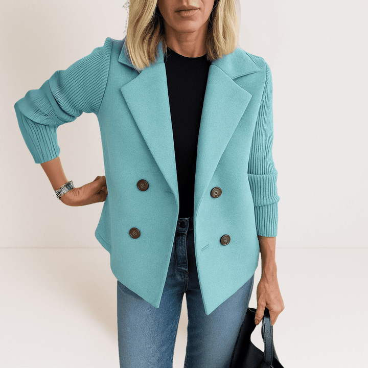 Martine™ - Elegant Jacka med Stickade Ärmar